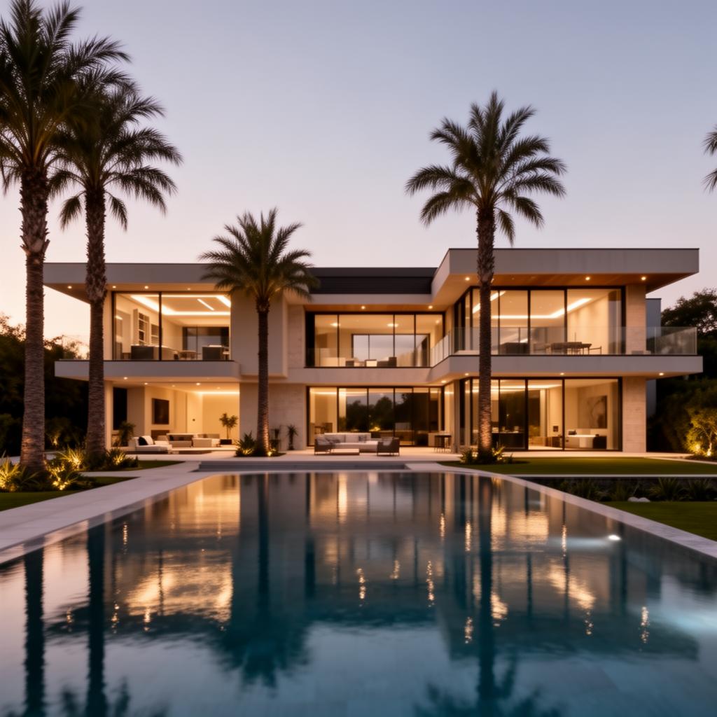Modern mansion with infinity pool