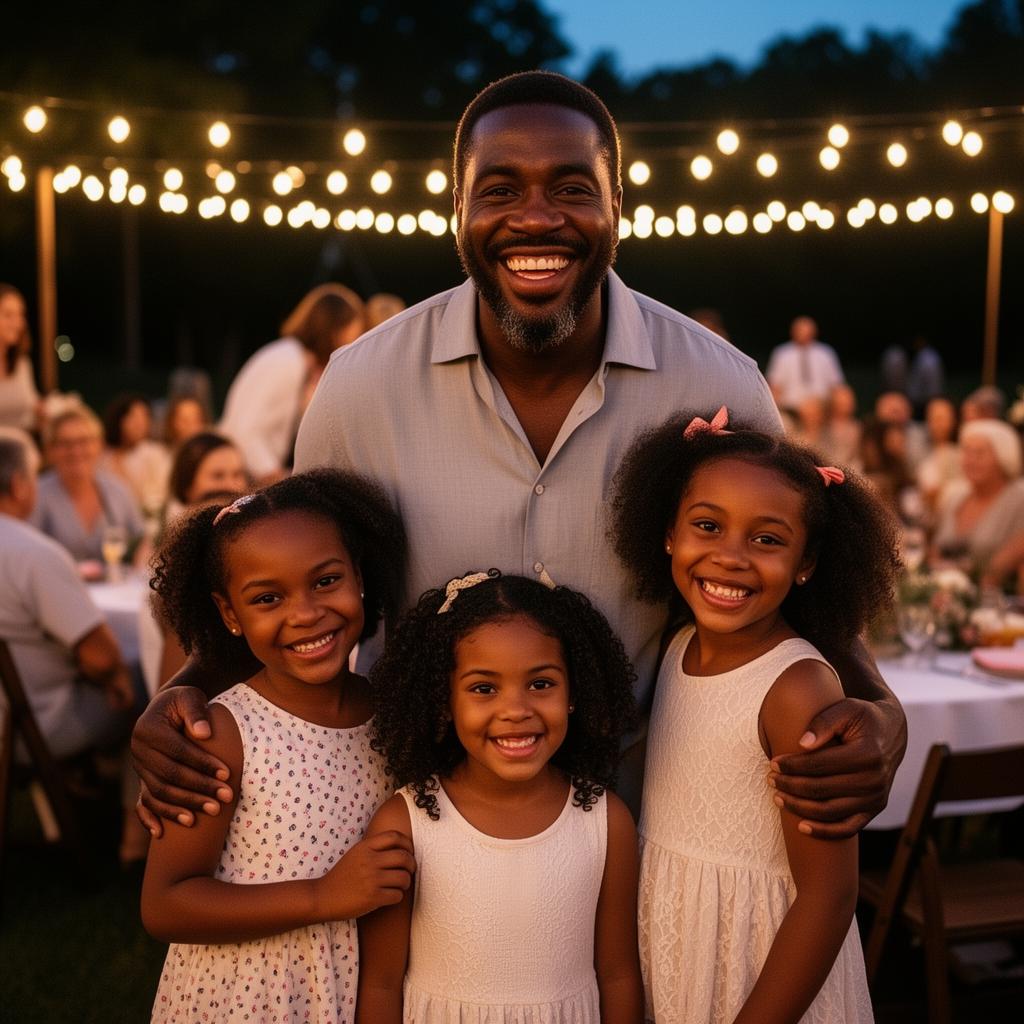 Father with daughters at family gathering